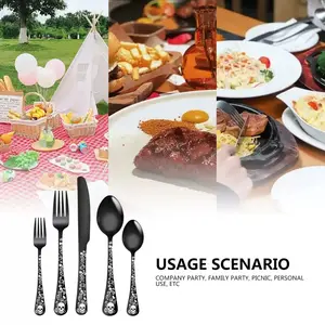 Halloween Skull Design Stainless Steel Cutlery Set, Silver Color, Dishwasher Safe, Creative Home Use, 30-Piece Set Portable Tableware Set, Dinnerware Service Set