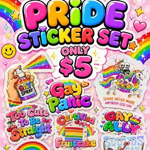 Pride Sticker Pack 10PCS | Waterproof Holographic Vinyl LGBTQ+ Stickers | Gay Ally, Pride, Rainbow Decals for Water Bottles, Laptops & Journals