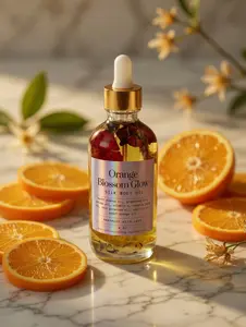 Body Oil Orange Blossom Glow Botanical Infused Oil with Orange, Rose Petals & Blue Cornflowers | Lightweight Skin Moisturizer
