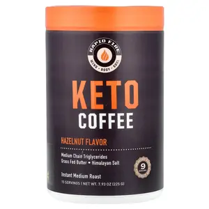 RAPIDFIRE Keto Coffee, Hazelnut, Instant, Medium Roast, 7.93 oz (225 g)
