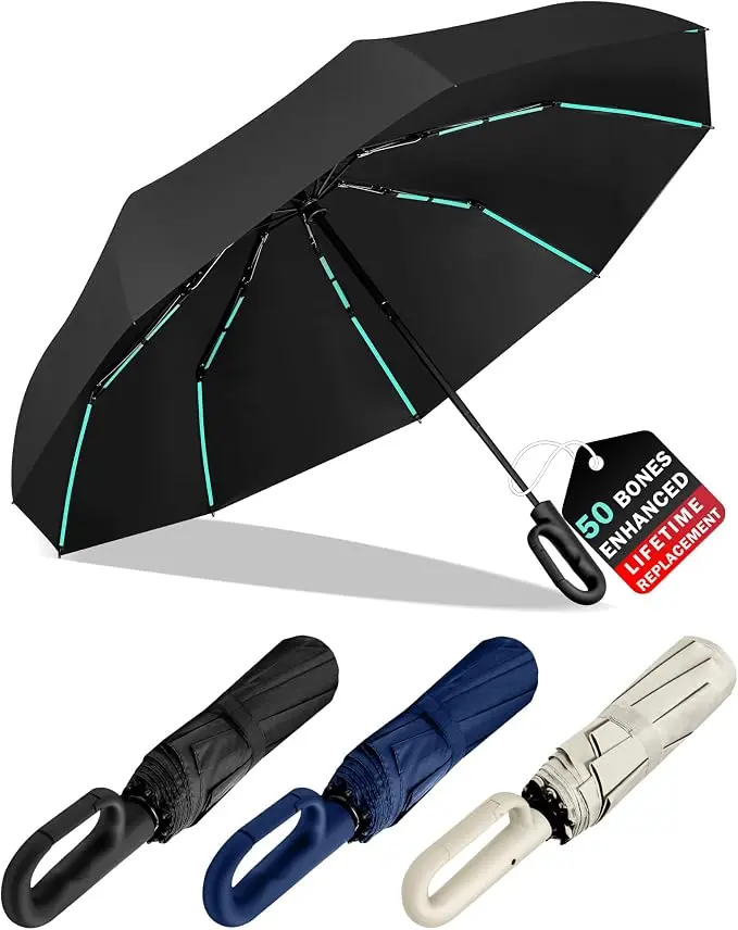 MEI QI LIN Unisex 10-Bone Fully Automatic Folding Umbrella - Premium Touch Sun & Rain Dual-Purpose, Oversized Reinforced Resistance, Compact Portable Buckle, Ultra Portable for Travel, Commuting
