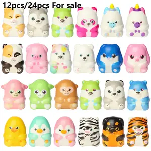 12/24 Pcs Animal Squishy Toys for Kids, Slow Rising Soft Squishy Decompression Squeeze Stress Relief Toys, Fidget Squishies, Kawaii Jumbo Squishies Party Favors for Boys Girls Goodie Bag Stuffers, Pinata Stuffers,Carnival Prizes,Classroom Rewards