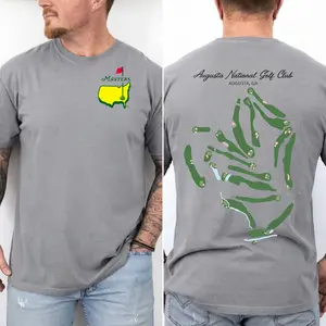 Masters Golf Shirt 2026 Course Map Vintage Graphic Tee, Augusta National Layout Inspired Golf T-Shirt, Detailed Course Design, Classic Golf Heritage Aesthetic, Back Print Unisex Casual Tee Gift
