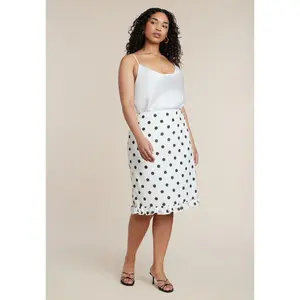 ELOQUII Women's Plus Size Ruffle Hem Knee-Length Skirt
