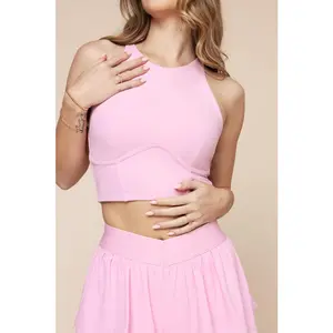 Cleo Corset Crop Bralette - Bubblegum