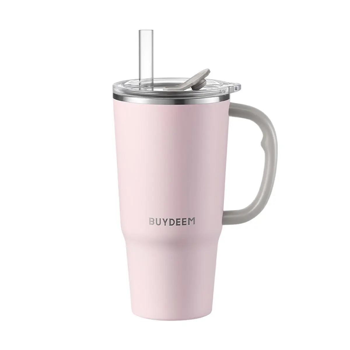 BUYDEEM 750ml Insulated Tumbler with Straw, Large Capacity Water Bottle for Travel & Daily Use, Pig Pink