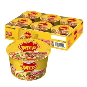 MEP Pack of 6 Chicken Cilantro Ramen, Spicy Korean Instant Bowl Noodle Soup, Savory Bone Broth Ramyeon, Lime Freshness