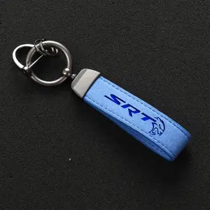03+  SRT Ram 1500 Dart SRT  Charger Challenger Hellcat  Trackhawk Journey Suede Leather Car Keychain Business Gift with Logo Key ring Accessories Misc
