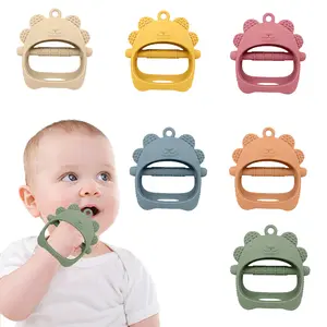 Baby Teething Toys, Never Drop Silicone Chew Toys, Mittens for Babies Over 3 Months, Pacifiers for Breast Feeding (Bear)