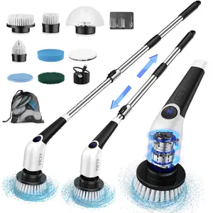 YKYI Cleaning Brush Electric Spin Scrubber, Cordless Shower Scrubber,  with 4 Replaceable Brush Heads 3 Adjustable Extension Handle, 2 Adjustable Speeds for Bathroom, Toilet, Household Kitchen Cleaner Supplies Home Portable,Appliance