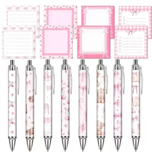 16pcs Coquette Bow Sticky Notes with Pens, Adhesive Stickers, Cute School Supplies Accessories for School, Home, Office, Desk Planning Decorations, Home Organization, Office Stationery, Stylish Accessories, Decorative Stationery