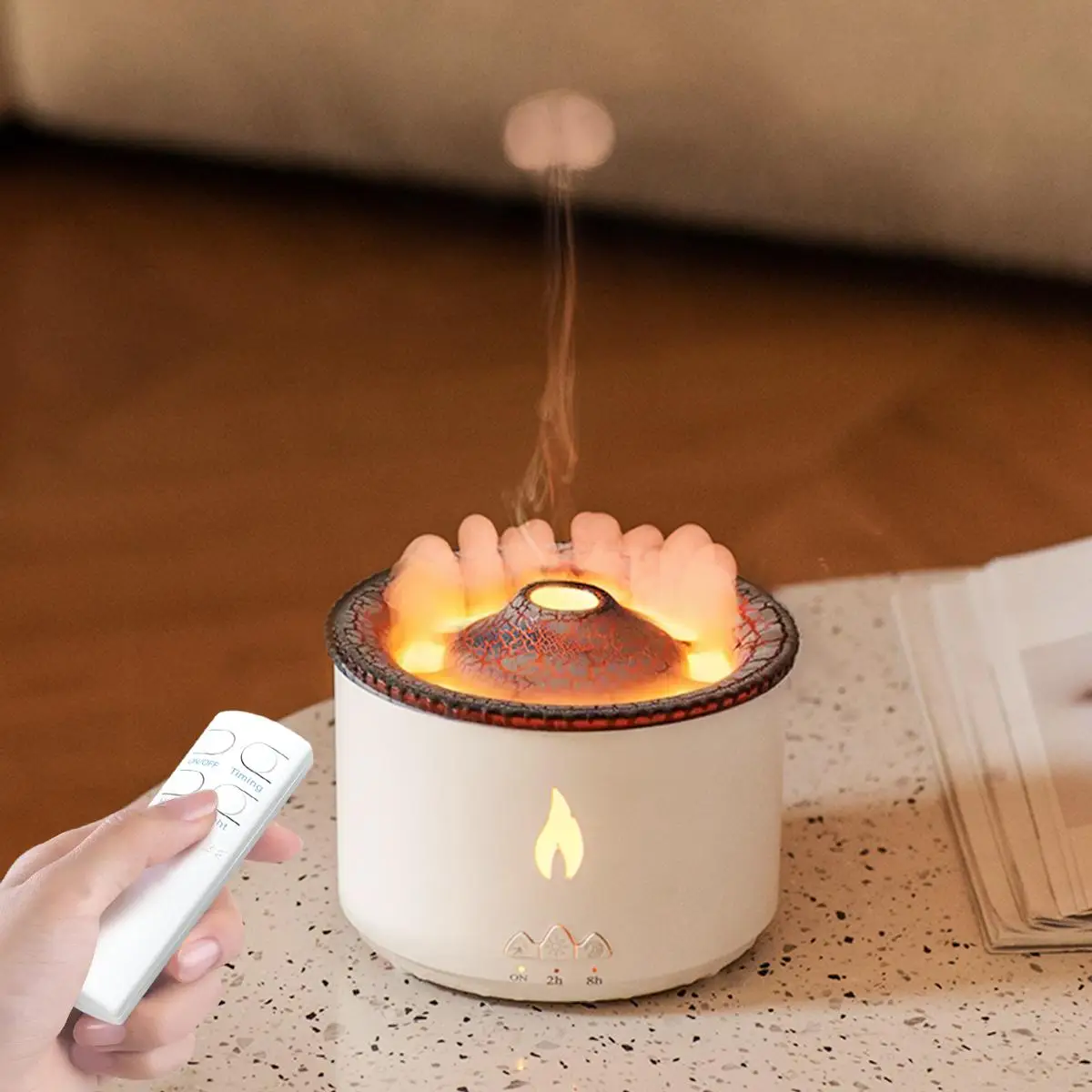 Flame Volcano Air Humidifier, Ultrasonic Aroma Diffuser, Decorative Aroma Diffuser, 300ml Essential Oil Diffuser, Ultrasonic Jellyfish Air Purifier