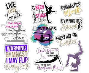 Waterproof Vinyl Gymnastics Stickers for Home Room Decor, Gymnastics Stickers, Ten Vinyl Stickers Supporting Gymnastics, Great Gymnastics Gift, Decorative Stickers