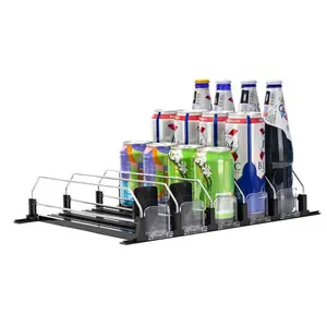 MIUVA Fridge Drink Organizer, Self-Pushing Soda Can Dispenser, Adjustable Width Water Bottle Pusher, 3 Rows Racks, Black, 5-10 Kg Capacity Tableware Sets  Valentine's Day gift Christmas Gift