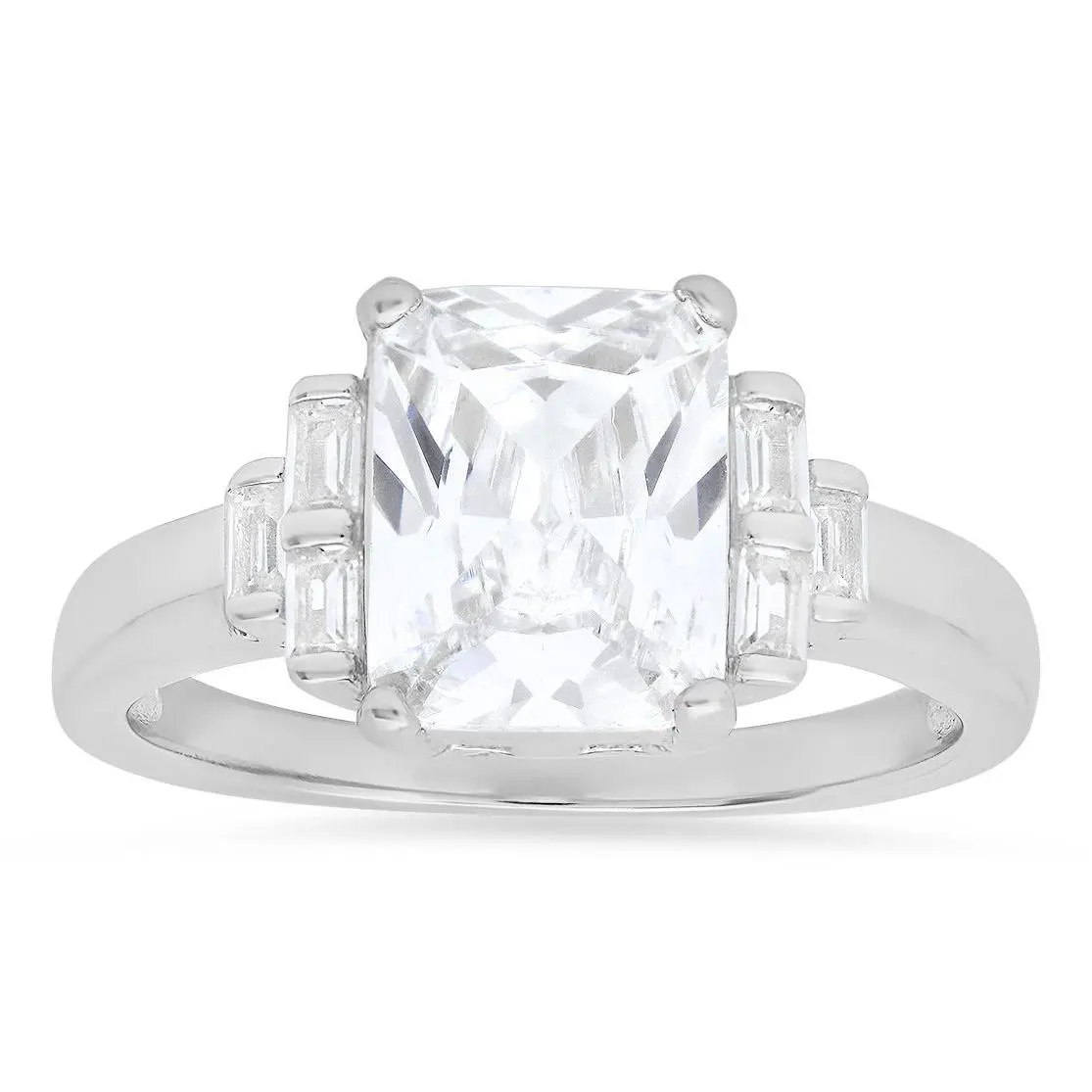 Diamonique 2.90 cttw Emerald Cut Ring, SterlingSilver