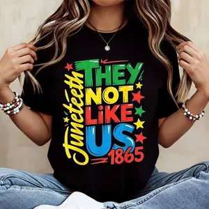 Juneteenth They Not Like Us 1865 Print T Shirt Casual Loose Fit For Everyday And Sports Activities