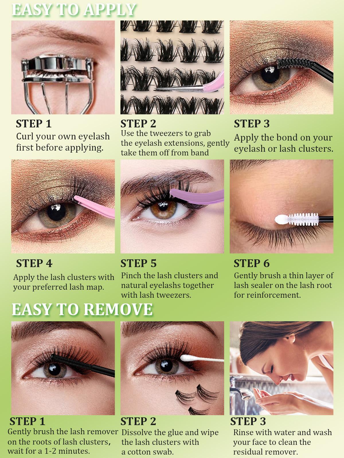 3 styles Eyelash Lashes Ultra-thin Band Lash Clusters Extension Natural ...