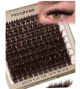 Brown Eyelash Clusters Wispy Volume Cluster Lashes Faux Mink Lash Clusters Fluffy Cluster Eyelash Extensions Thick Lash Extensions Dark Brown Individual Lashes Clusters (108PCS, CC Curve, 10-16MM)