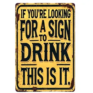 Vintage Humorous Drinking Tips Tin Plaque, 12x8 in Rustic Aluminum Wall Decor with Bold Black Lettering, Ideal for Bar & Kitchen, Perfect Gift for Beer Enthusiasts