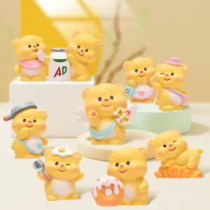 Cute Butter Bear Blind Box Gift Set, Blind Bag, Perfect Birthday Present for Girls & Friends, Practical Desk Decorative Figurine Handmade Toy