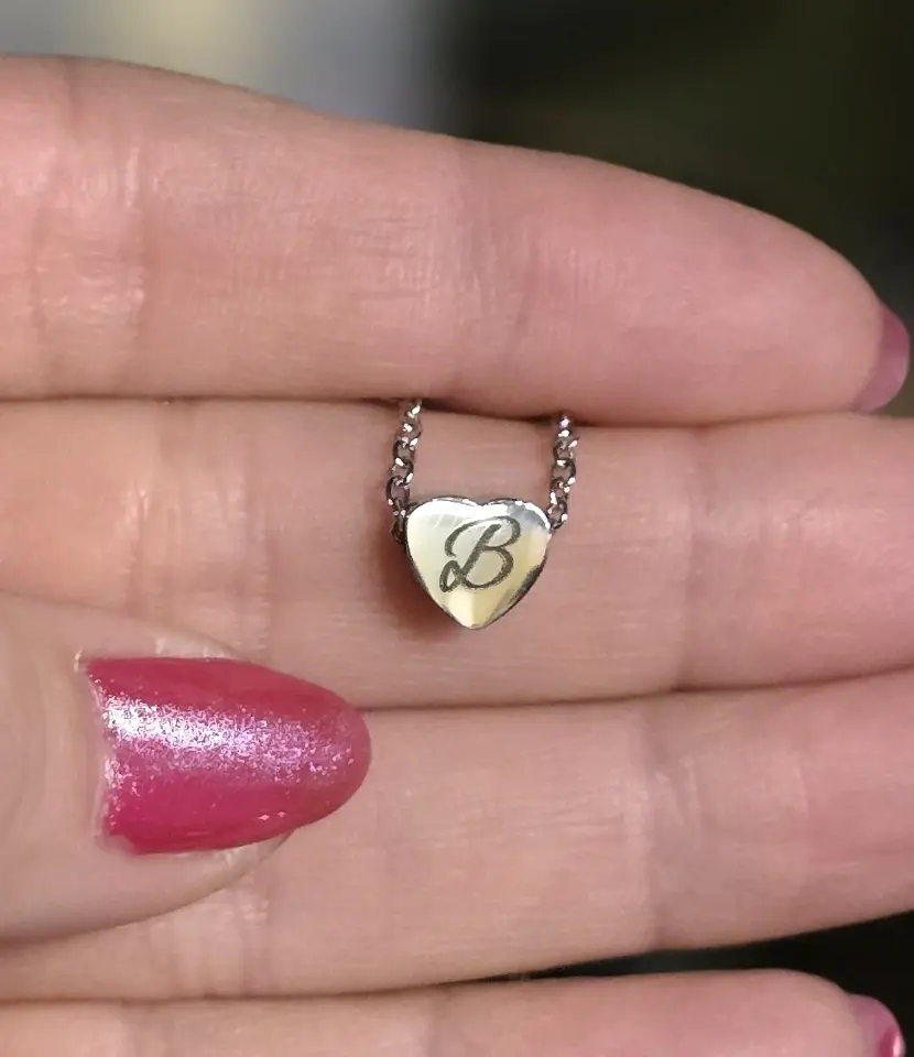 Engraved Mini Heart Necklace, Fashion Costume Jewelry Charm Pendant for Women