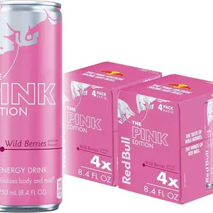 Red Bull Pink Edition Energy Drink, Wild Berries, 8.4 fl. oz., Pack of 8 cans, with 80mg Caffeine, Taurine & B Vitamins