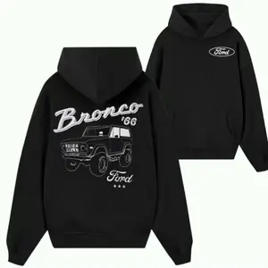 Vintage 66 Ford Bronco Hoodie, Retro Truck Design, Cotton Pullover for Car Enthusiasts