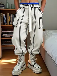 INCERUN Men's Fashion Leisure Colorblock Patchwork Corduroy Jogger Pants, Perfect for Daily Sports Wear, Casual Sports Trousers