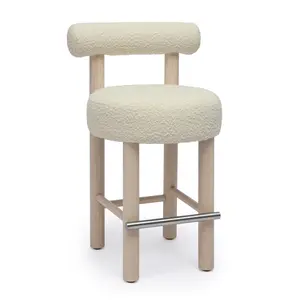 Timeless Minimalist Modern Upholstered Boucle Counter Stool