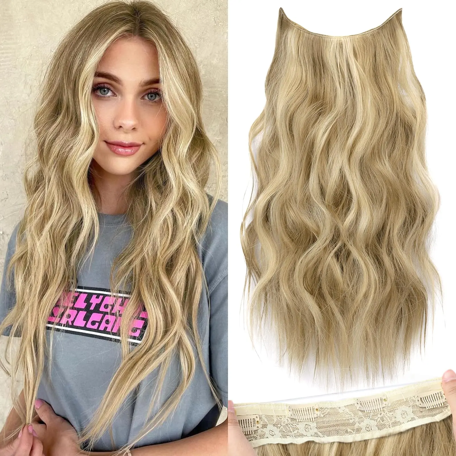24inch Light Brown mix Golden Blonde