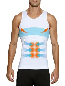 Men's Tummy Control Compression Shirt, Seamless Body Shaping Shapewear Underwear, Breathable Chest Shaping Top, Firm Support Slim Fit Basal Layer