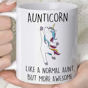 1pc Novelty Aunticorn Unicorn Mug, 11oz Ceramic Coffee Cup, Aunticorn Like a Normal Aunt, But More Awesome Design, Fun Gift for Halloween Christmas Easter, Unicorn Coffee Mug, Holiday Drinkware, Playful Text Design, Reusable Drinkware, Quirky Drinkware ou