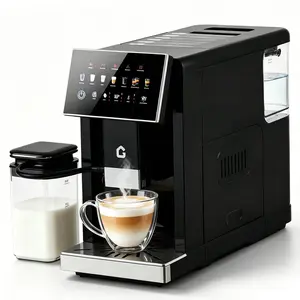 Garvee Upgrated Automatic Espresso Machine, One-Touch Coffee Maker with Built-in Grinder and Milk Frother, 6 Custom Recipes,1.5l Water Tank, Auto Self-Cleaning, 120v for Home & Office Use