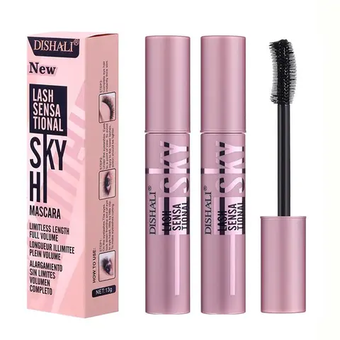 2-Pack Volumizing Makeup Mascara, Recommended Mascara, Waterproof Longlasting Smudge-Proof, Dense Long-Lasting Curl, Fine Brush for Short Lashes, Perfect for Parties, Dates and Travel, Voluminous Lengthening Mascara