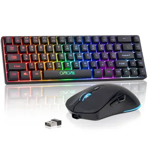 CHONCHOW 60% Wireless Gaming Keyboard and Mouse Combo, LED Backlit, 68-Key Compact Waterproof Keyboard, Rechargeable 2000mAh Battery