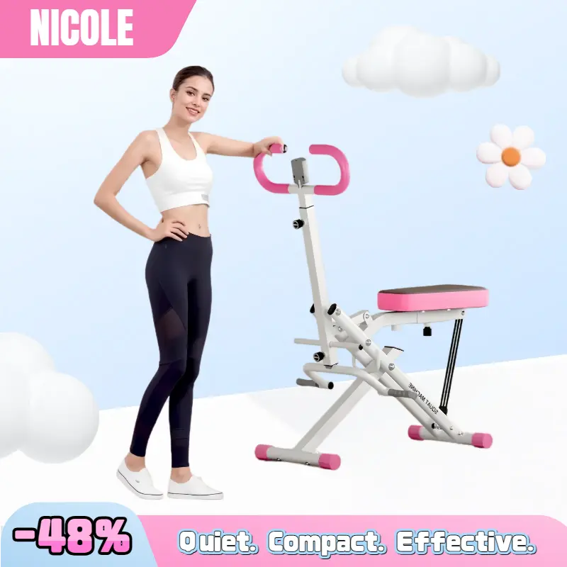 Nicole Selection Foldable Rowing & Squat Machine 2-in-1 Rower and Squat Trainer with Adjustable Resistance Bands, 330 lb Capacity, Compact Foldable Design for Home Gym and Home Exercise Equipment