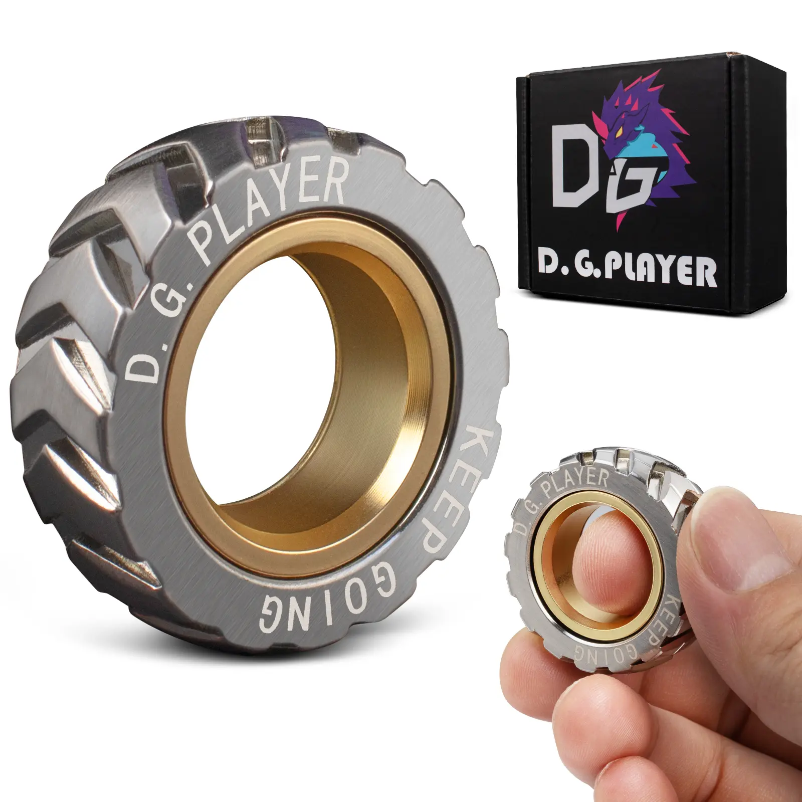 Metal Fidget Ring - Adjustable Spinner Ring Magnet Fidget Toys Adults, Office Desk Toys for Adults EDC Fidget Slider for Stress Relief & Anxiety stress reliever