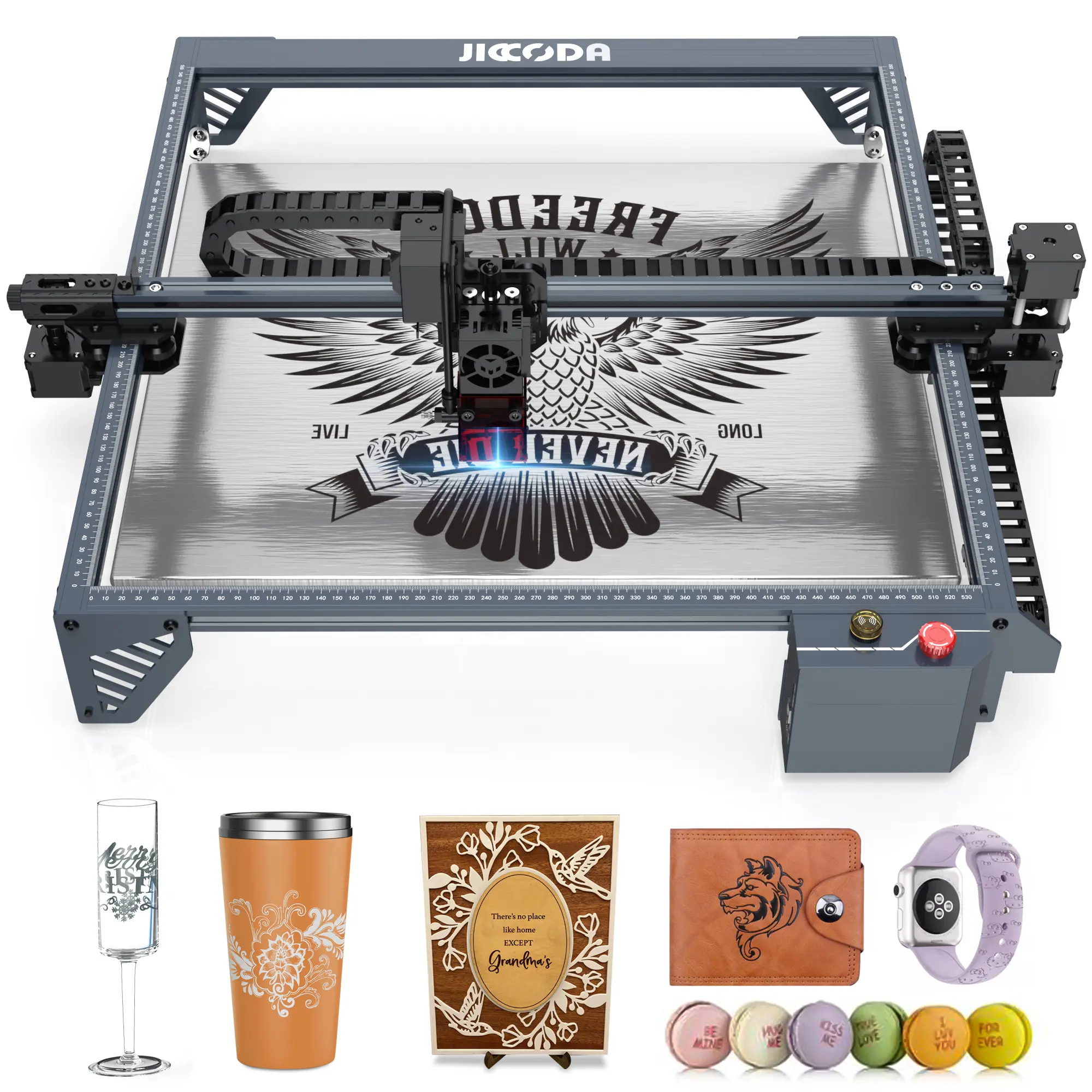 JICCODA LE-1 10W High Power Laser Engraving & Cutting Power Tool, Easy Assembly, Beginner-Friendly, 15.75"×15.75" Working Area, Ideal for DIY Festive Decor Makers & Small Businesses