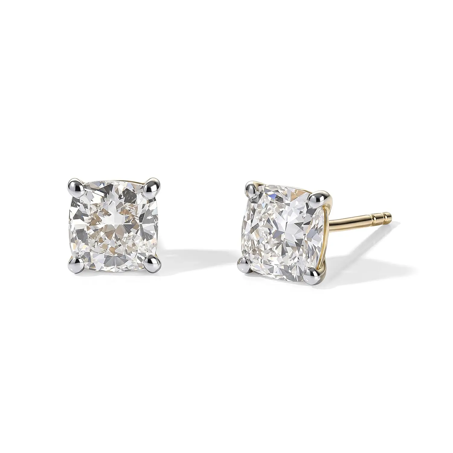 SGL Certified 10K Yellow Gold Luxuriant Lab Grown Diamond (E-F, VS) Solitaire Stud Earrings 2.00 ctw