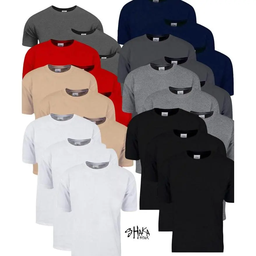 Shaka Wear Men's T-Shirts, 3 Pack 7.5 oz Super Max Heavyweight Crewneck, Fitted Short Sleeve Vintage Style Shirts for Summer, Round Neck, Mens Clothing, Tshirt, Basic, Crew Neck, Shortsleeve, Classic, Stylish, Tops, Casual Fit, Plain