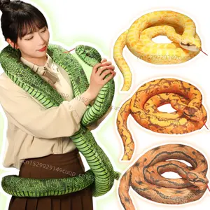 Artificial Python Plush Toy Long Snake Yellow Orange Green Python Plush Toy Decorate The House Holiday Decorations stuffed animals
