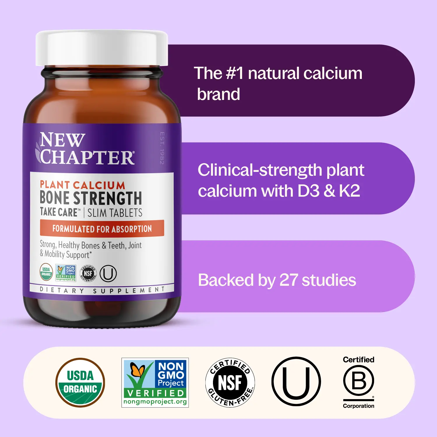 New Chapter Bone Strength Organic Plant Calcium with Magnesium & Vitamin D3+K2 for Bone Health - 90ct New Chapter Bone Strength Organic Plant Calcium with Magnesium & Vitamin D3+K2 for Bone Health - 90ct