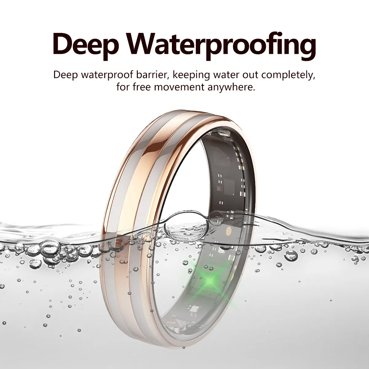 2026 New Stainless Steel & Resin Unisex Smart Fitness Ring - HX3918 Model, IP68 Waterproof Wearable, Bluetooth Chip, Magnetic Design, Heart Rate Monitor, Activity Tracker for Android Devices, LED Lights for Unisex Users