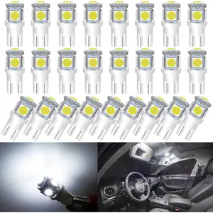 25-Pack 194 LED Light Bulb, Super Bright T10 LED Bulb White, 2825 Bulb 5050 Chipset 5-SMD, W5W 168 LED Bulbs Replacement for 12V  Interior Dome Map Door Courtesy License Plate Lights
