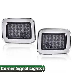 Fit For 03-09 Hummer H2 Smoke Lens LED Front Turn Signal Light Parking Lamp