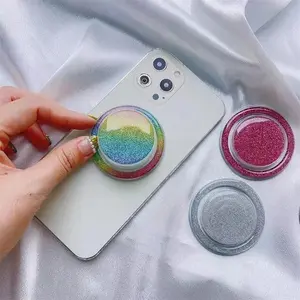 Glitter Magnetic Folding Mobile Phone Grip Holder Socket Pocket Support for Magsafe IPhone Macsafe Ring Finger Expanding Stand