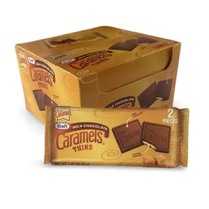 Kraft Milk Chocolate Caramel Flavor Bite-Sized Thins, 2-Piece Individually Wrapped Candies, 12-Count Box – Dessert Snack