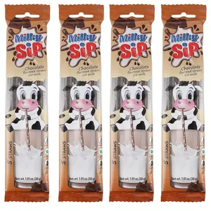 20 Milky Sip Chocolate Flavored Straws For Milk - 4 Packs of Milk Flavoring Straws, 5 Straws in Each. Magical Chocolate Flavor Makes Children Eager, Want and Love to Drink Milk