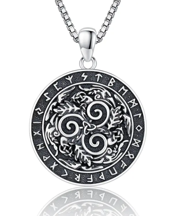 DRINSPER 925 Stamped Silver Triskelion Pendant Necklace - Exquisite Trendy Pendant, Celtic Symbol, Triple Goddess & Triple Realms Design, Hypoallergenic Jewelry for Spiritual Enthusiasts, Jewellery Pendant