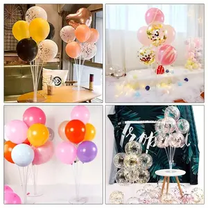 4 Piece Transparent Plastic Balloon Stand Set with Cup and Pole, Multi-Purpose Table Decor Decoration for Weddings Parties Christmas Valentine's Day Easter Halloween